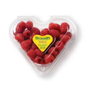 Hear-Shaped Red Raspberry Clamshell