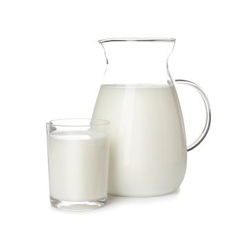 Glass and pitcher of Vitamin D White Milk