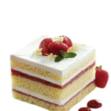 Slice of Strawberry and Cream Cake
